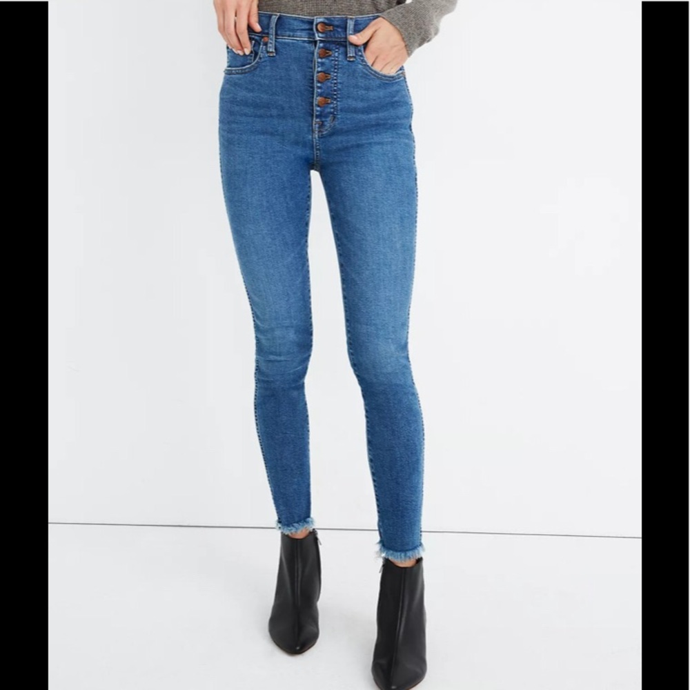 Madewell 10" High-Rise Skinny Jeans iButton-Front Size 28 raw hem NEW
